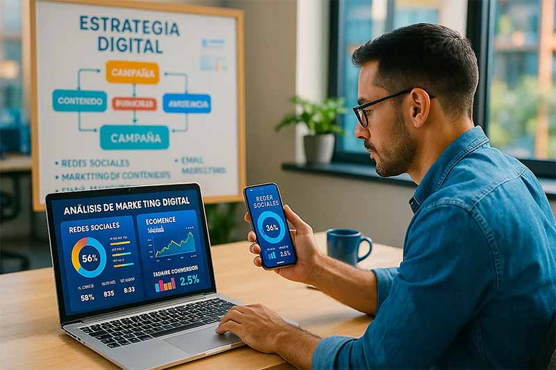 Especialista de mOveUp Learning Hub gestionando campañas de marketing digital y analítica en redes sociales.